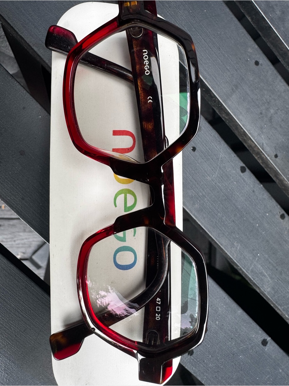NOEGO Women’s Hexagon Glasses Frame in Red Tortoise